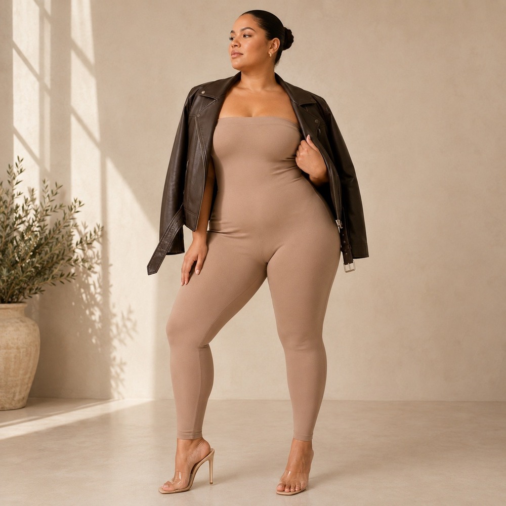 SKIMS All In One Strapless Bodysuit Jumpsuit Sexy Date Bodycon Sienna Tan 3X NWT